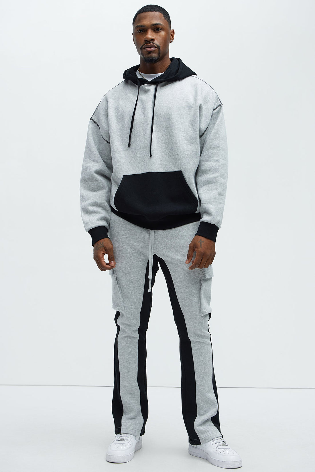 Tyson Flared Cargo Sweatpants - Heather Grey