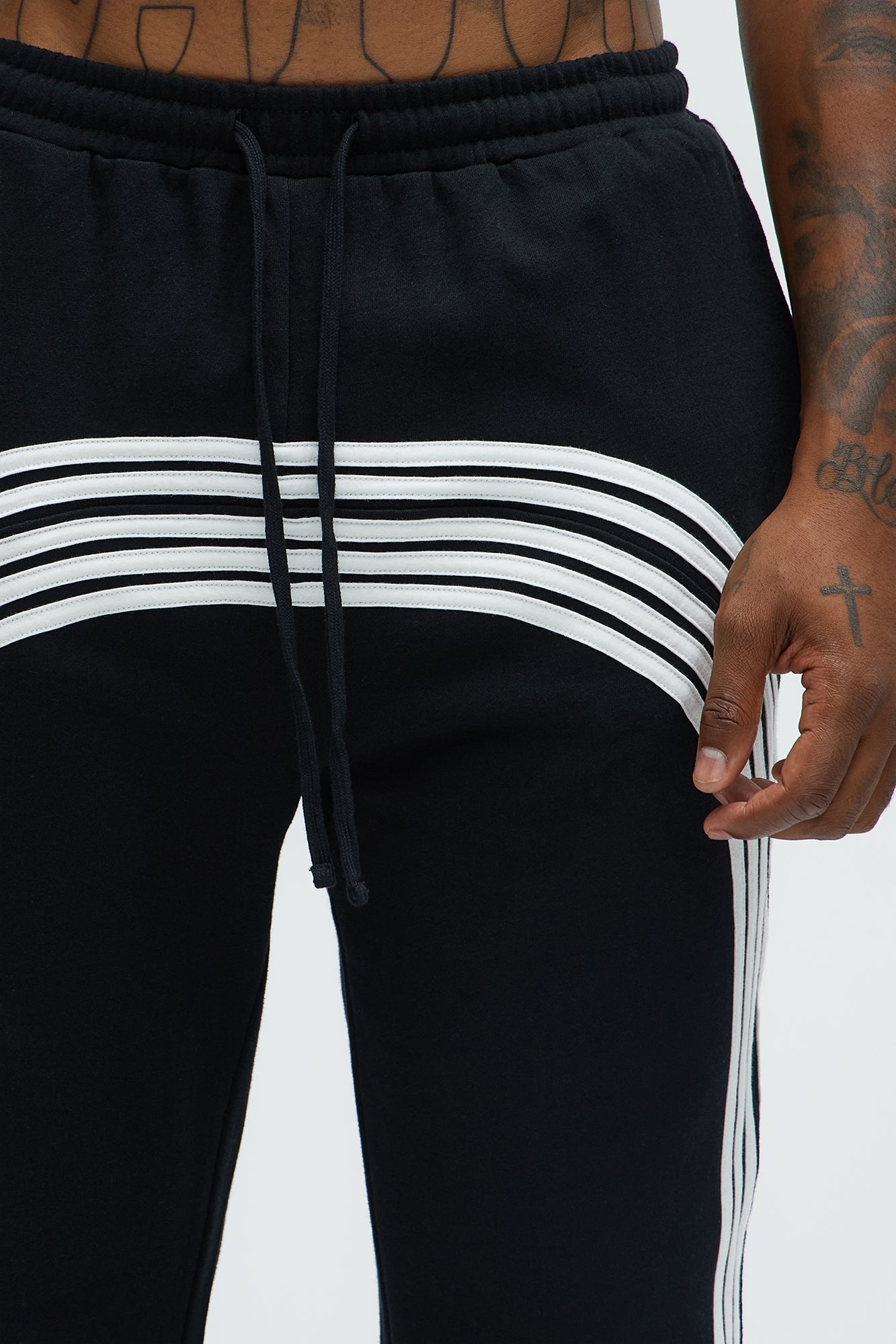 Tyson Race Course Striped Sweatpants - Black
