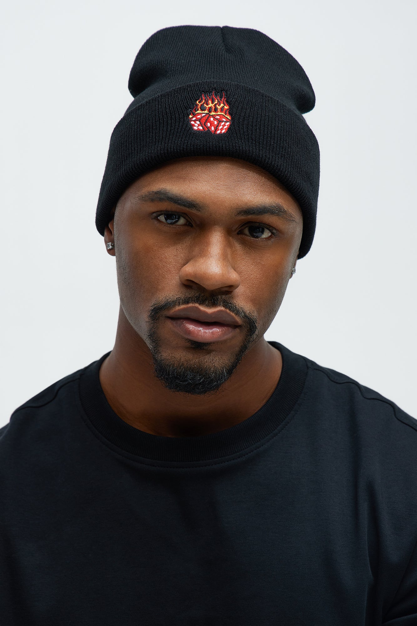 Flaming Dice Beanie - Black