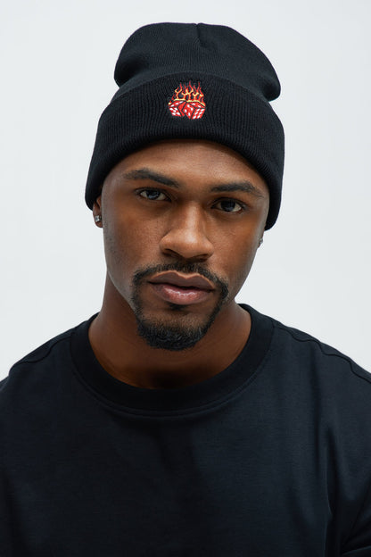 Flaming Dice Beanie - Black