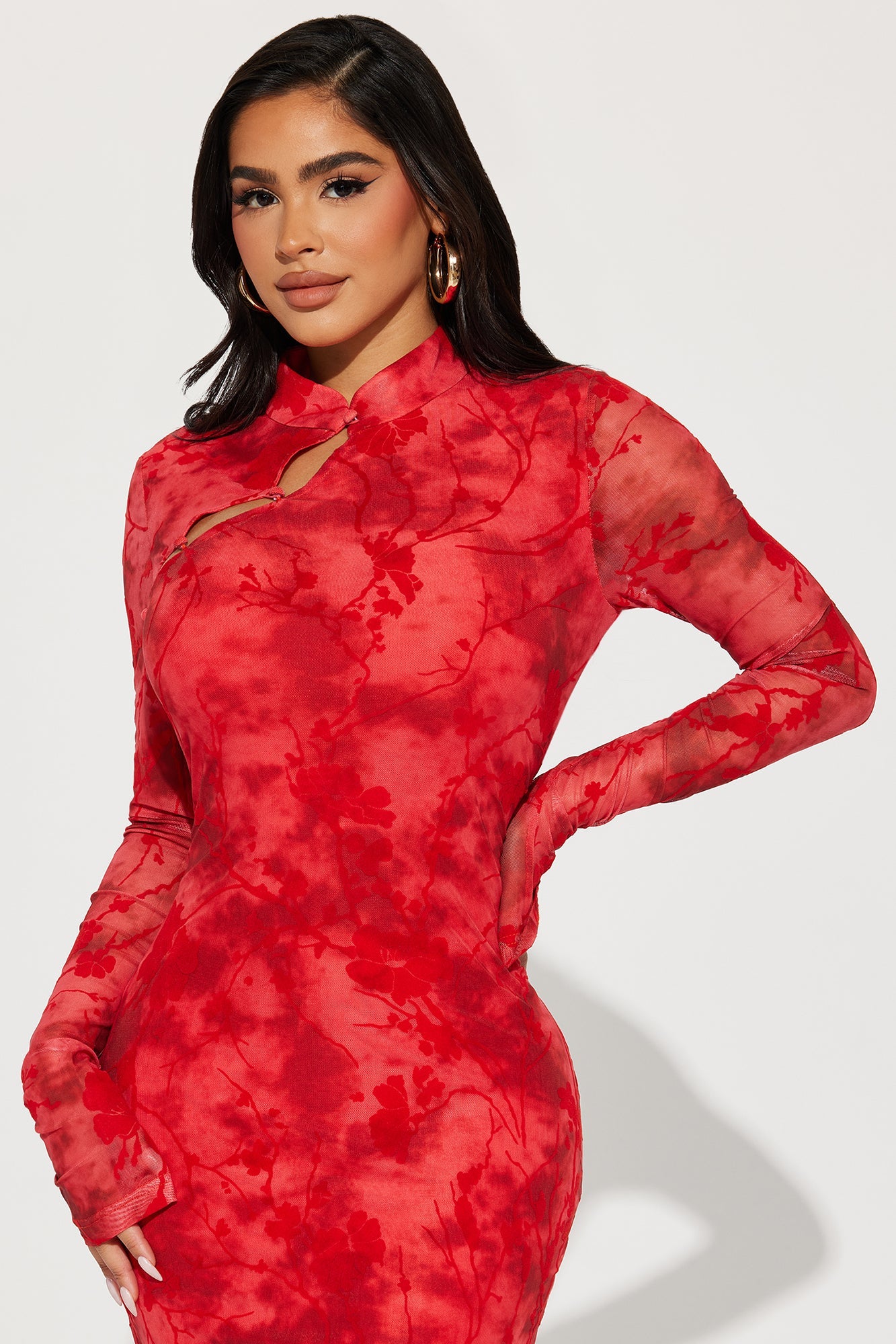 Mackenzie Mesh Maxi Dress - Red
