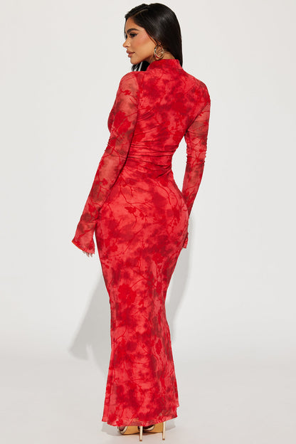 Mackenzie Mesh Maxi Dress - Red
