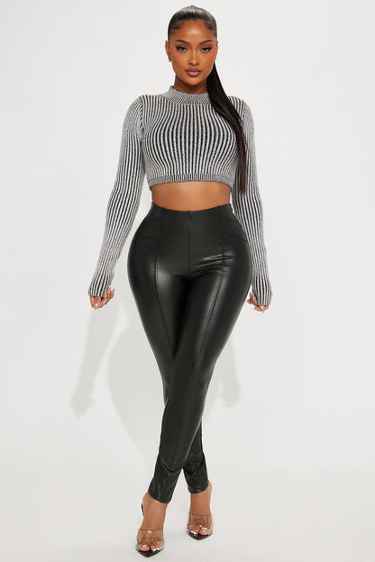 All For You Faux Leather Legging - Black