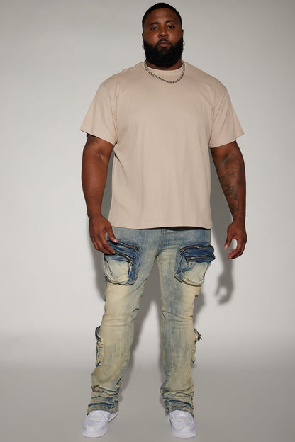 Round Up Stacked Skinny Flare Jeans - Light Wash