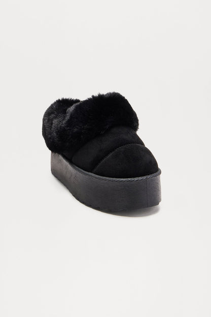 North Pole Fur Trim Booties - Black