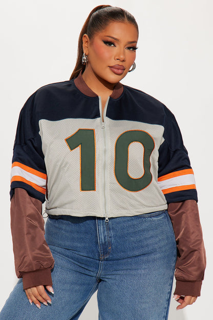 Carmela Racer Windbreaker Jacket - Navy/combo