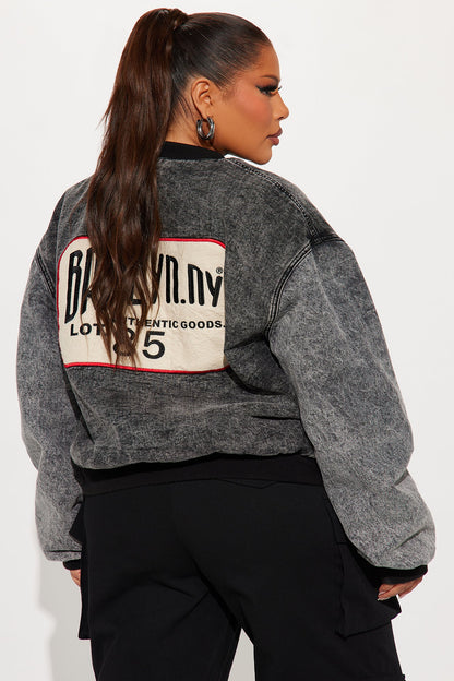 Made In Brooklyn Washed Bomber Jacket - Black Wash