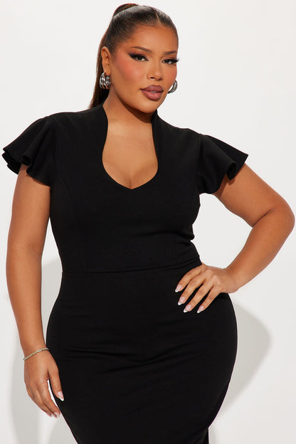 Business Babe Ponte Midi Dress - Black