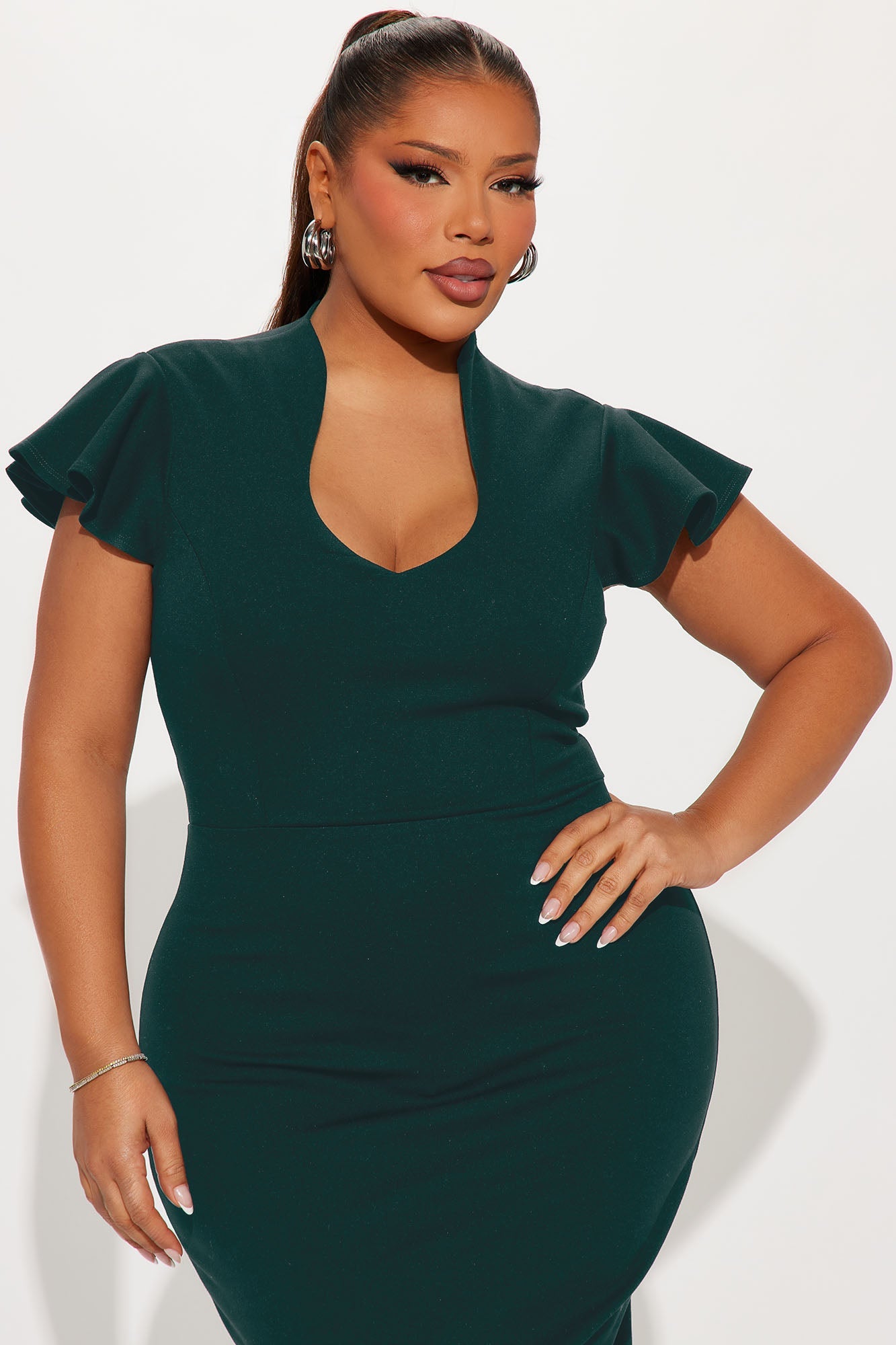 Business Babe Ponte Midi Dress - Hunter