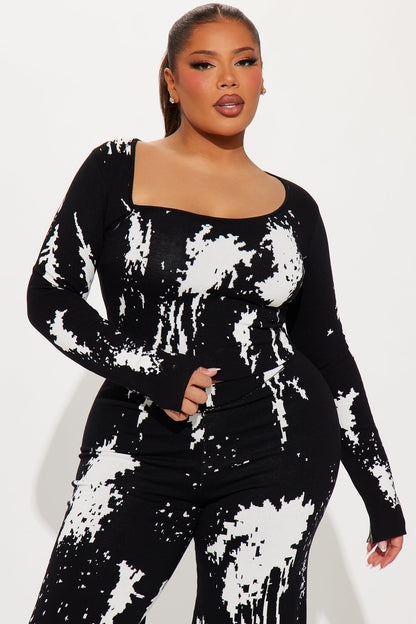 Zae Sweater Wide Leg Pant Set - Black/combo