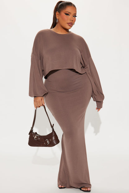 Weekend 2 Piece Maxi Dress Set - Mocha