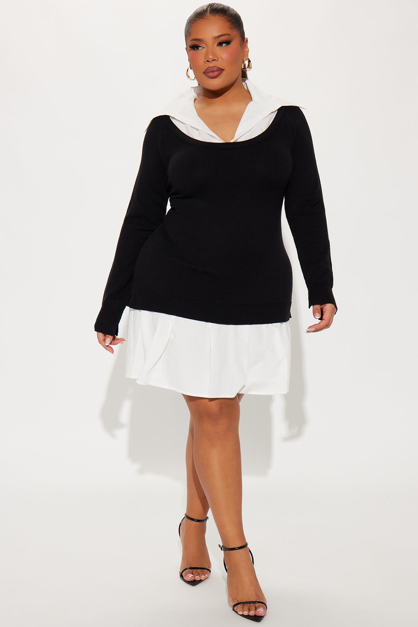 Daphne Collared Shirt Mini Dress - Black
