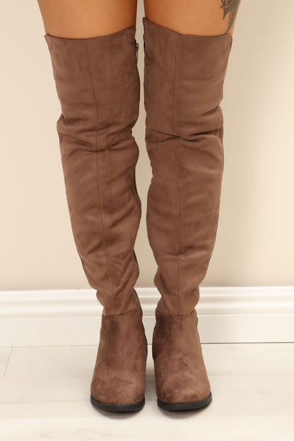 Marja Over The Knee Boot - Taupe