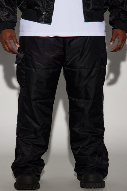 Ride With Me Baggy Padded Nylon Pants - Black