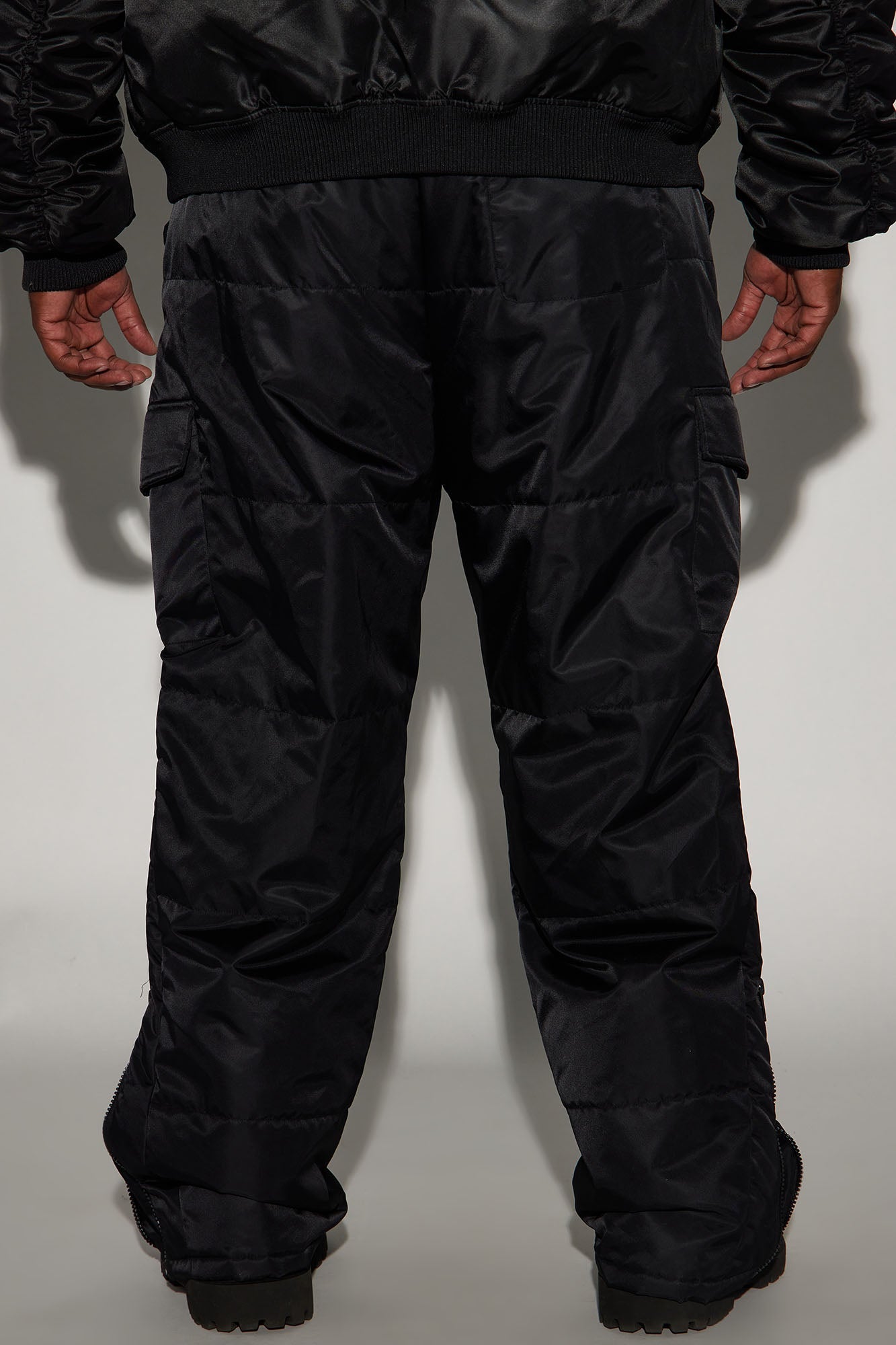 Ride With Me Baggy Padded Nylon Pants - Black