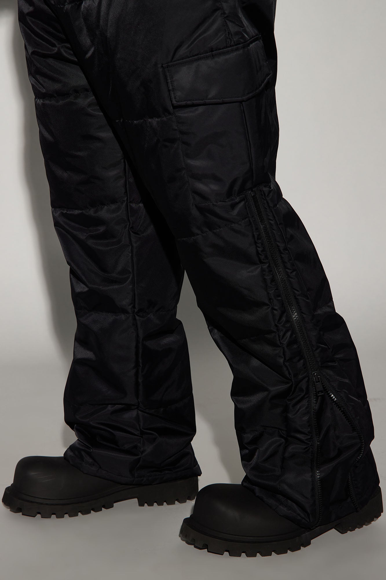Ride With Me Baggy Padded Nylon Pants - Black