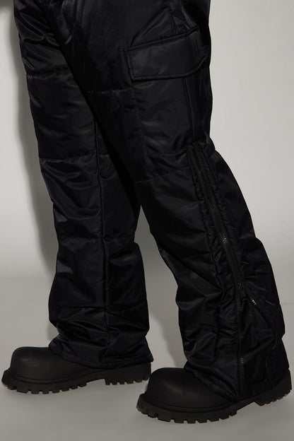 Ride With Me Baggy Padded Nylon Pants - Black