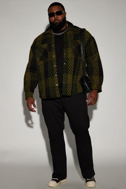 Beverly Tweed Shacket - Green/combo