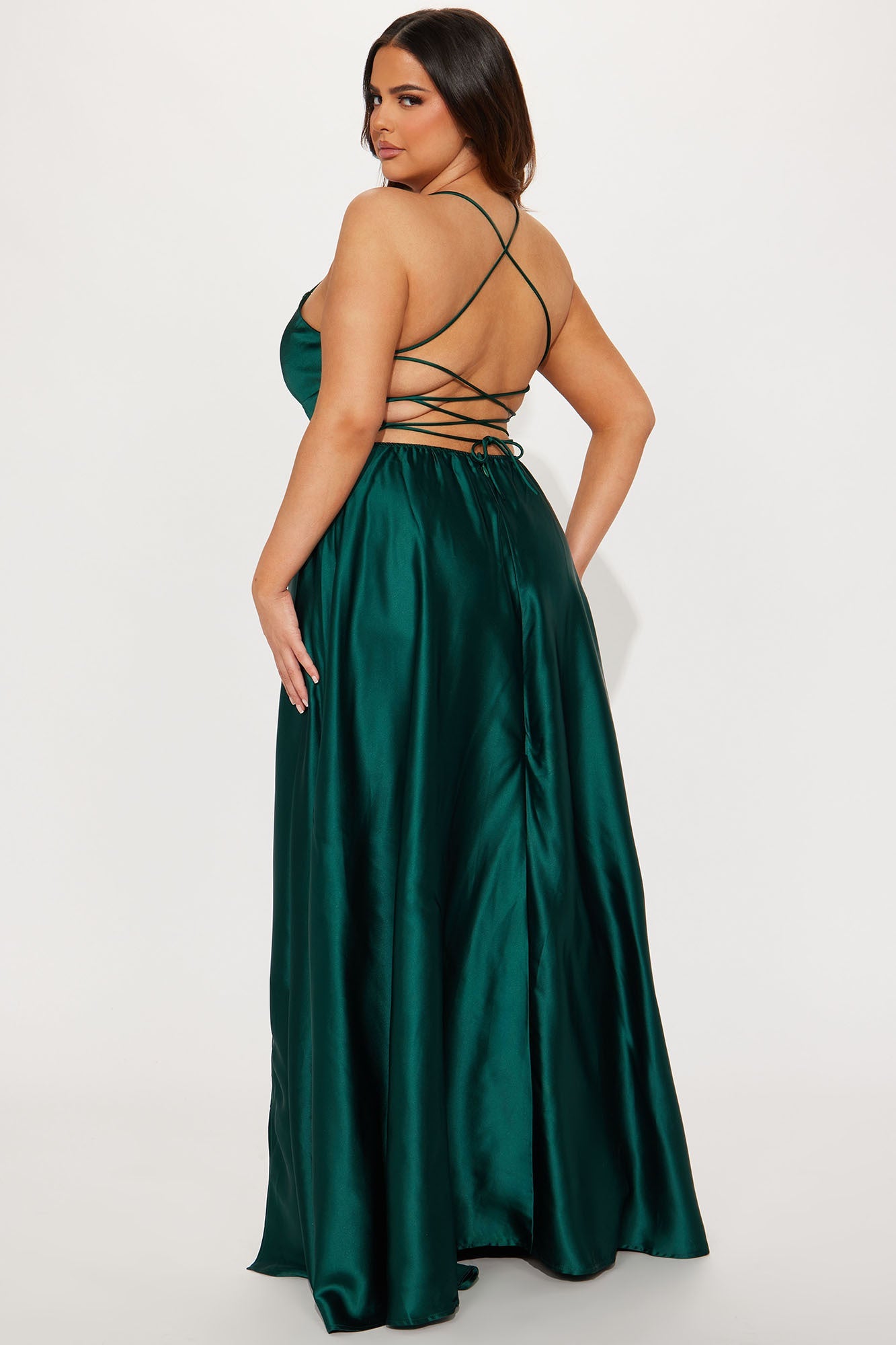 Clara Satin Maxi Dress - Hunter