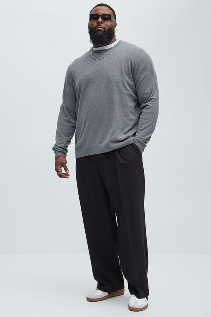 Cozy and Cool Crewneck Sweater - Heather Grey