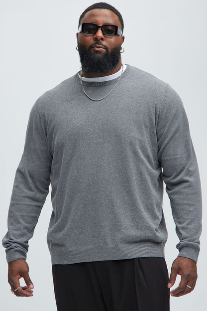 Cozy and Cool Crewneck Sweater - Heather Grey