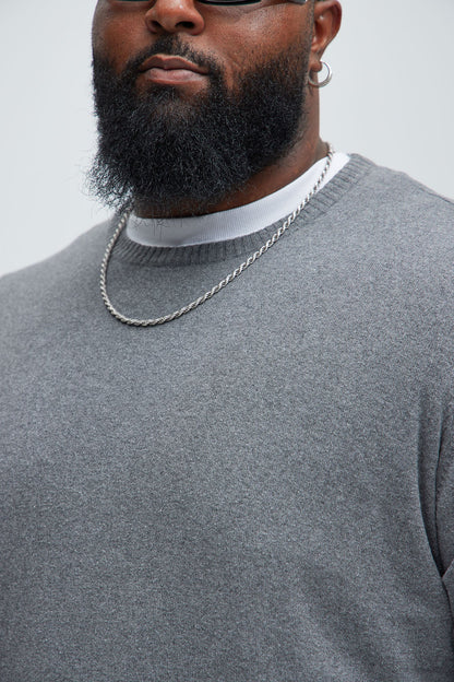 Cozy and Cool Crewneck Sweater - Heather Grey