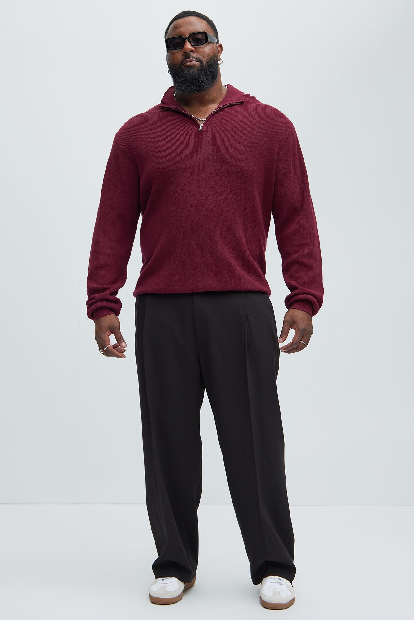Shawn Quarter Zip Sweater - Red