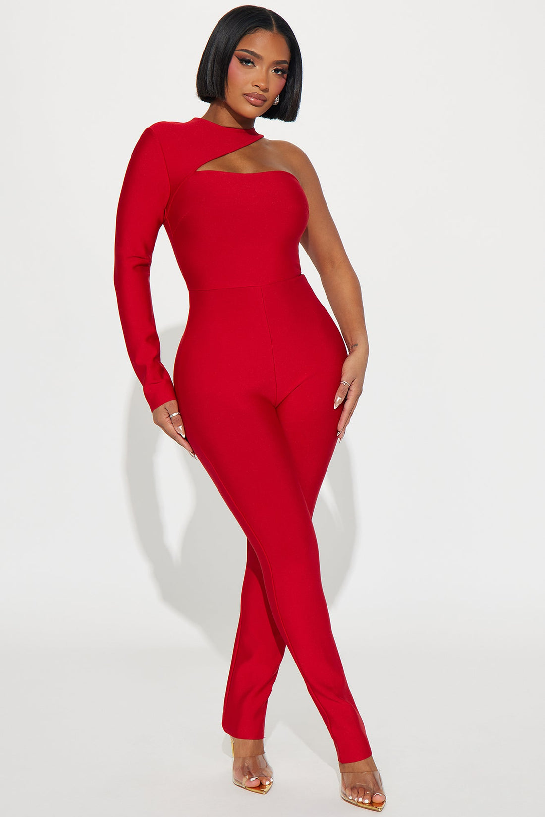 Make It Out Bandage Jumpsuit - Red