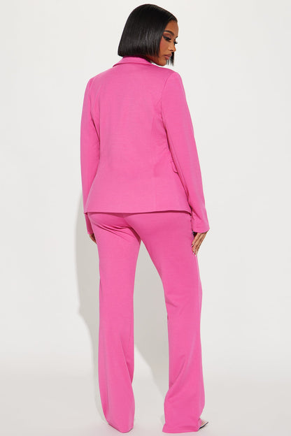Business Per Usual Blazer Pant Set - Hot Pink