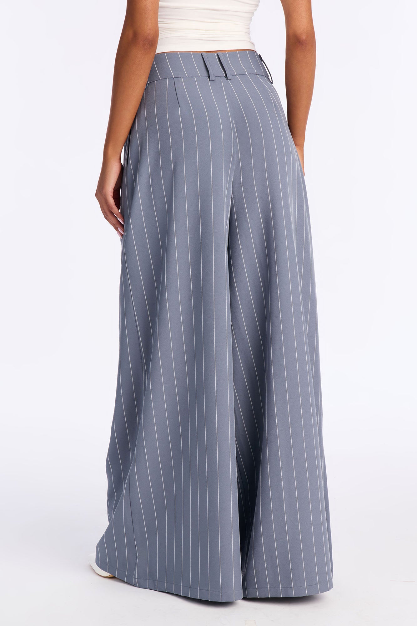 Felicity Pinstripe Wide Leg Trouser Pant 33″ - Blue/combo