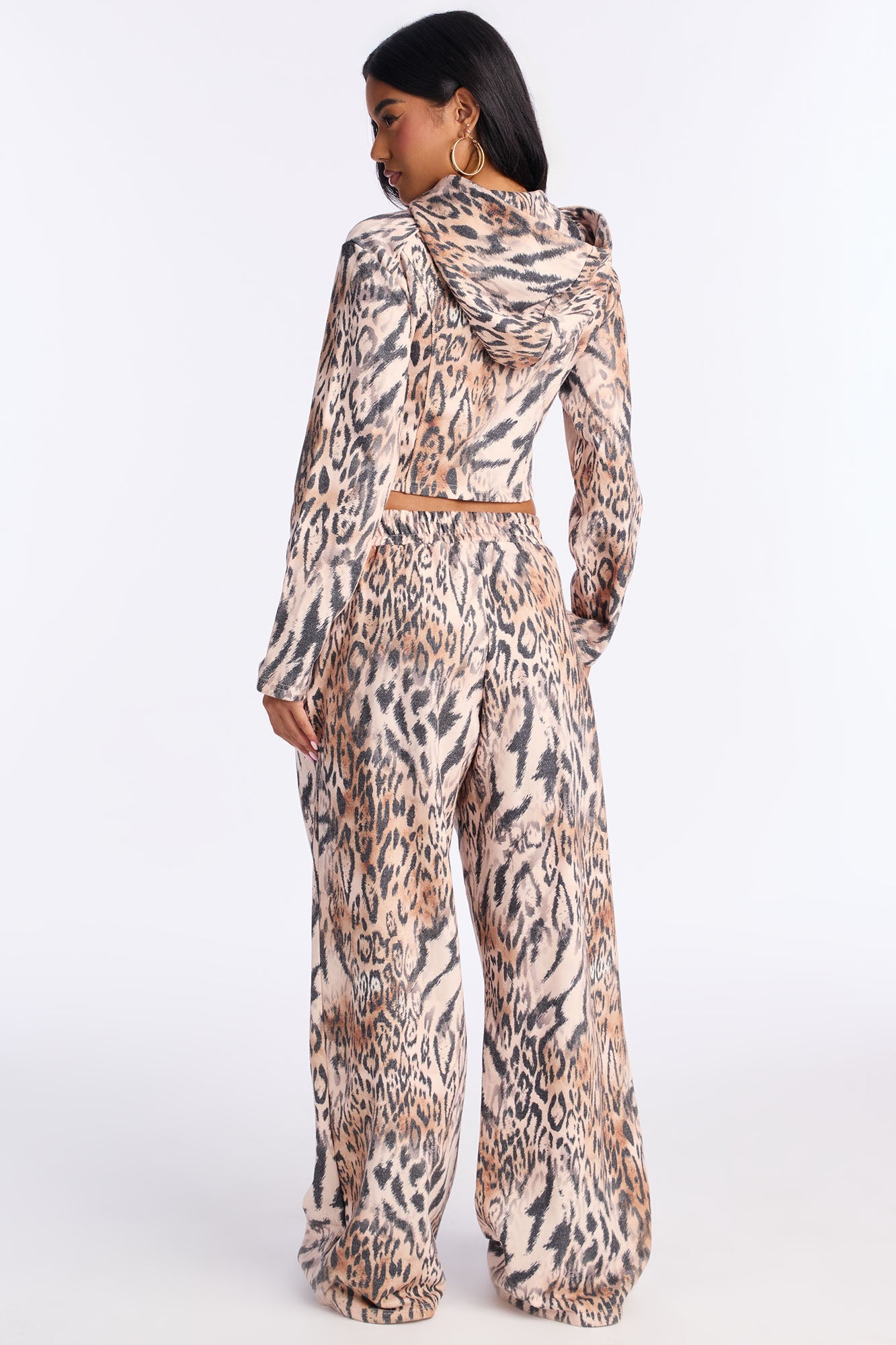 Wild In The City Leopard Hoodie Pant Set - Black/combo