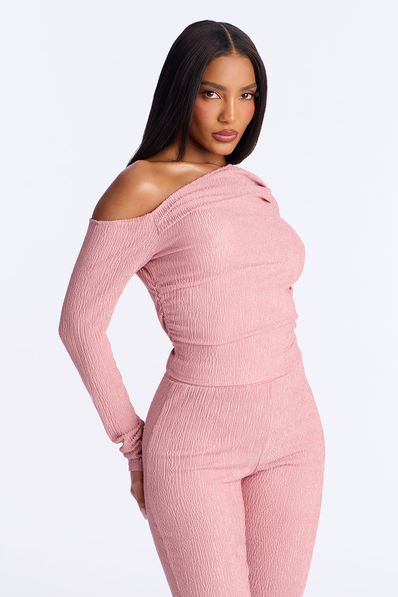 Luna One Shoulder Pant Set - Mauve