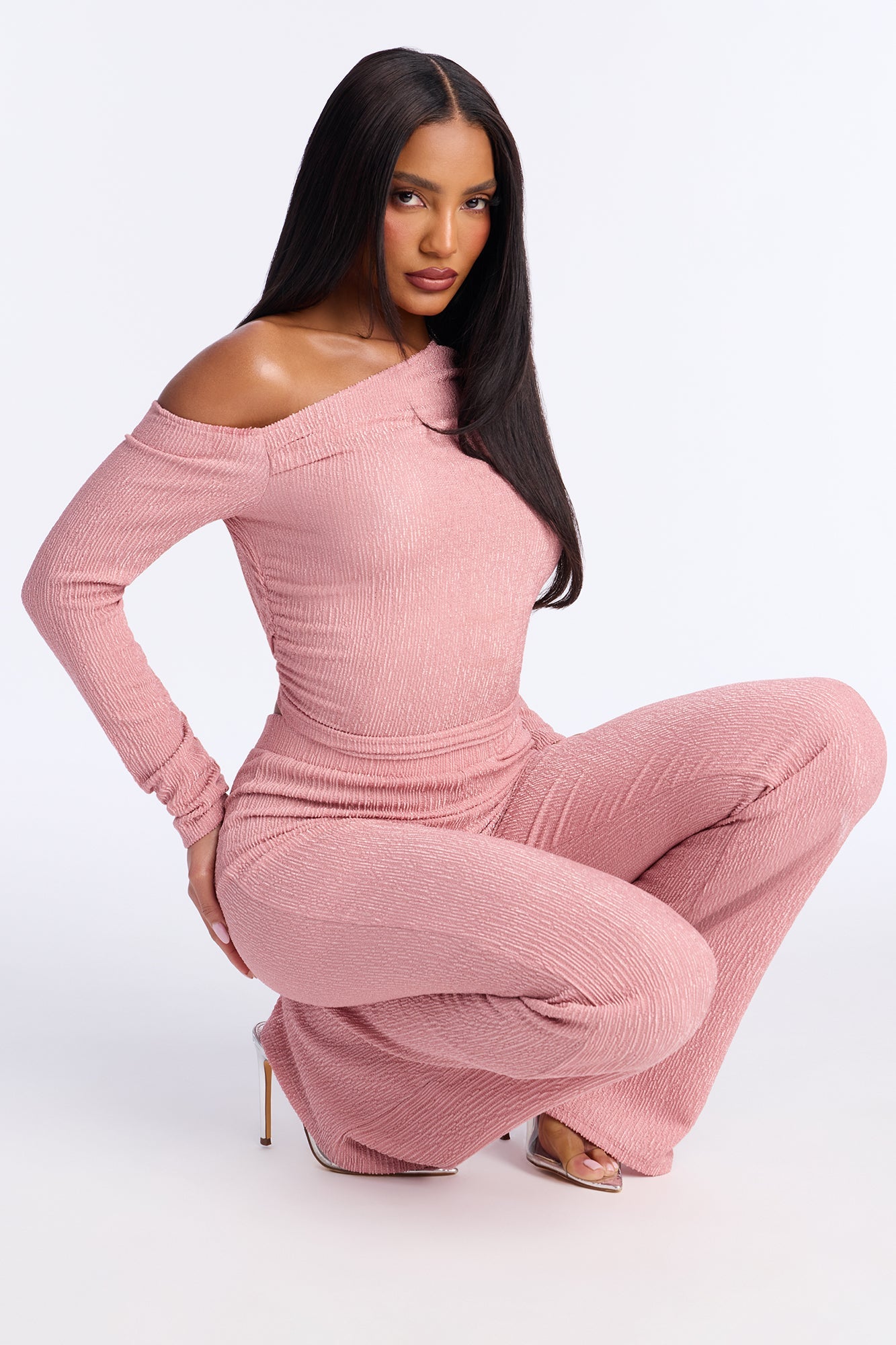 Luna One Shoulder Pant Set - Mauve