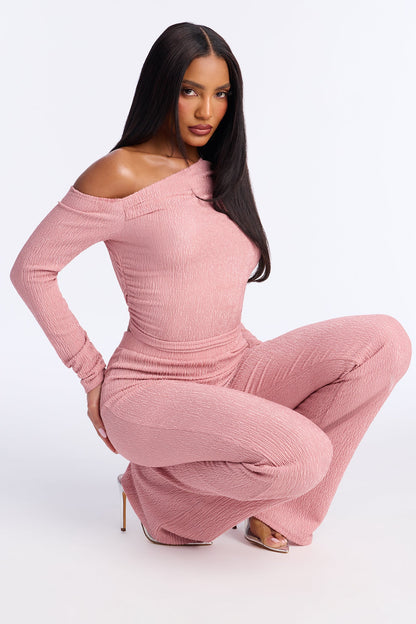 Luna One Shoulder Pant Set - Mauve