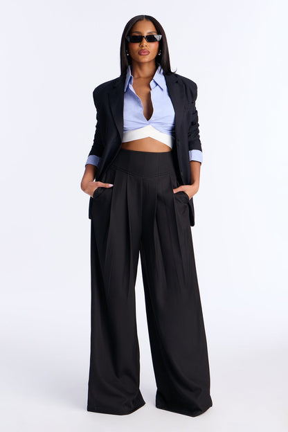 Lauriel Wide Leg High Waisted Trousers 32″ - Black
