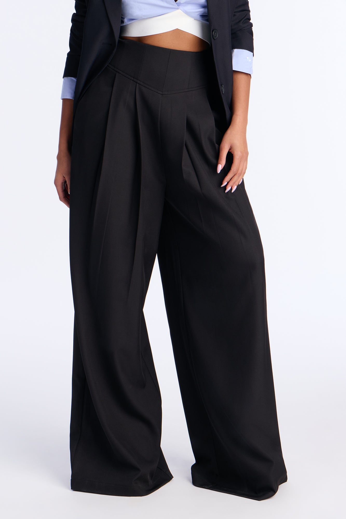 Lauriel Wide Leg High Waisted Trousers 32″ - Black