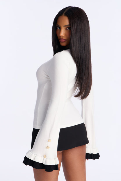 Sweet Embrace Contrast Sweater Top - White/combo