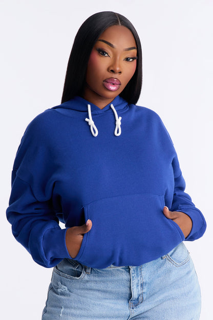 Minimalist Fleece Hoodie Sweatshirt - Blue