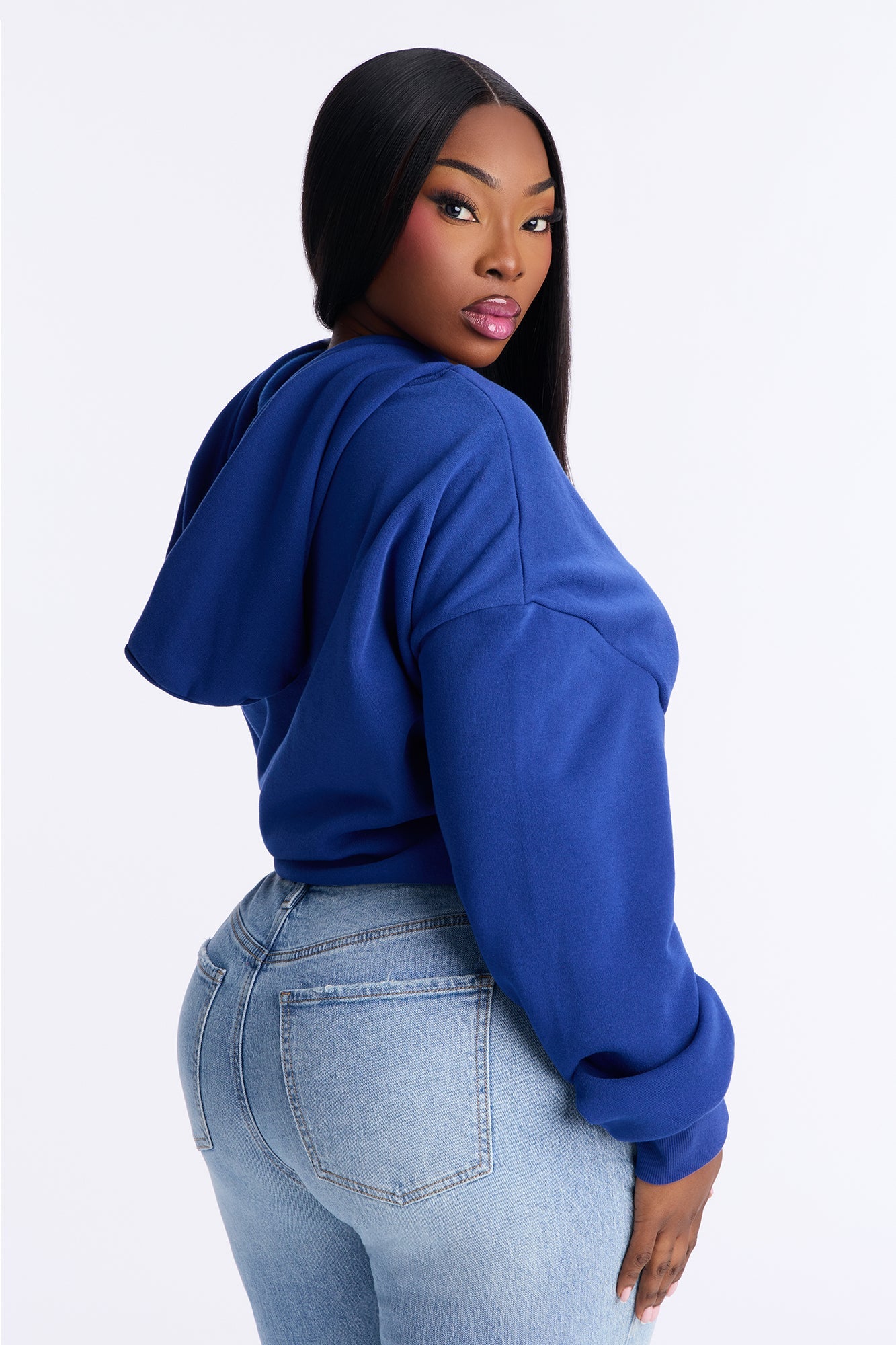 Minimalist Fleece Hoodie Sweatshirt - Blue