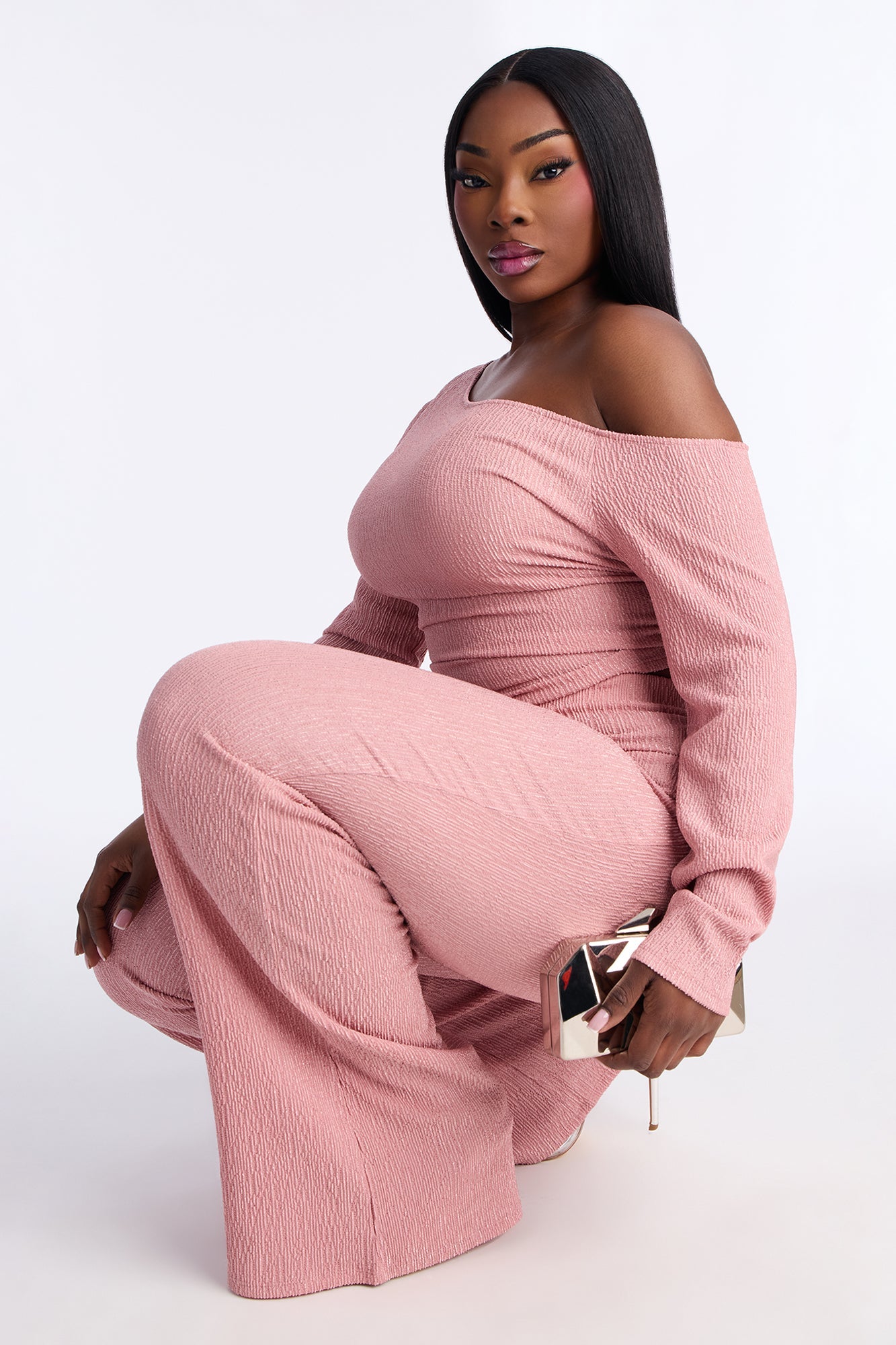 Luna One Shoulder Pant Set - Mauve