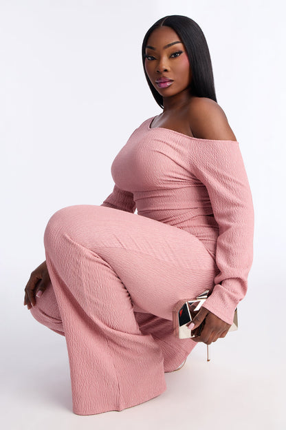 Luna One Shoulder Pant Set - Mauve