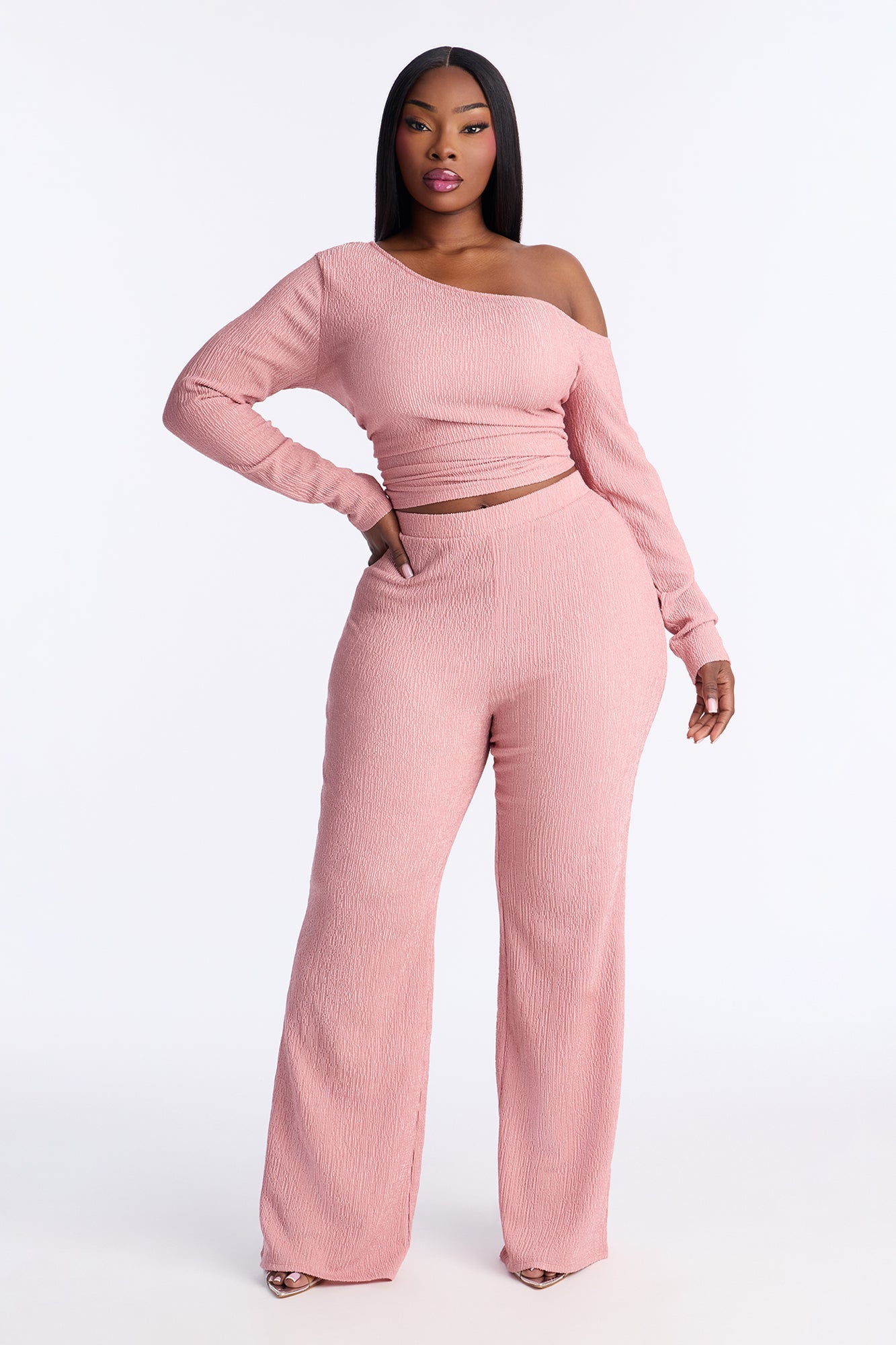 Luna One Shoulder Pant Set - Mauve