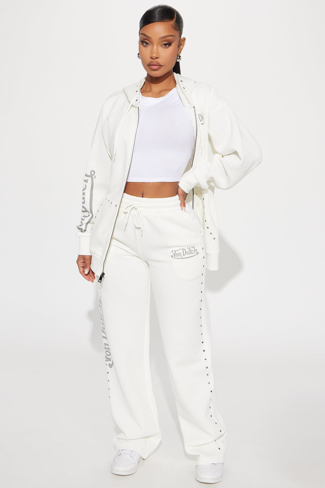 Von Dutch Studded Wide Leg Pant - Cream