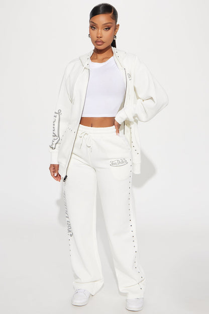 Von Dutch Studded Wide Leg Pant - Cream