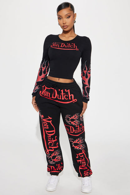 Von Dutch Flames Jogger - Black/Red