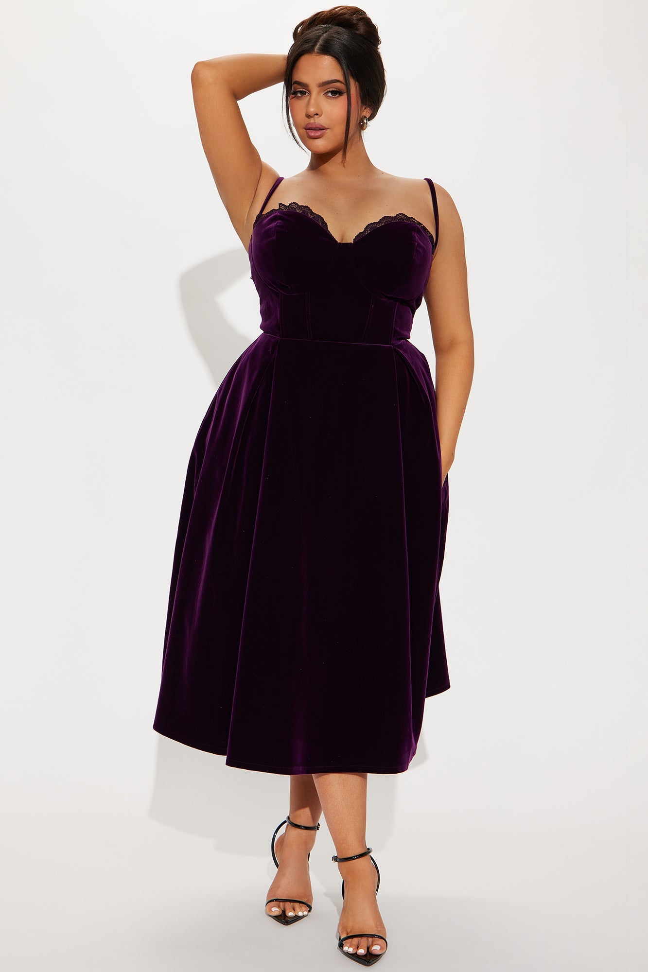 Julia Velvet Midi Dress - Plum