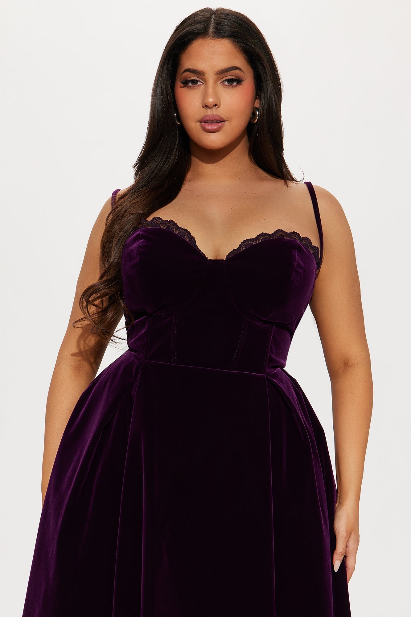 Julia Velvet Midi Dress - Plum