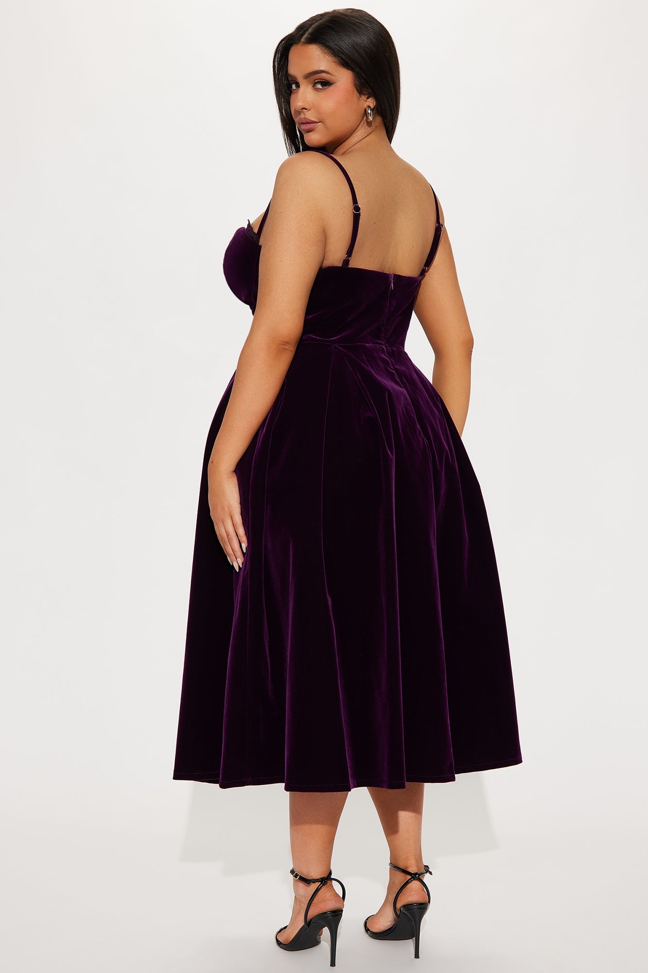 Julia Velvet Midi Dress - Plum