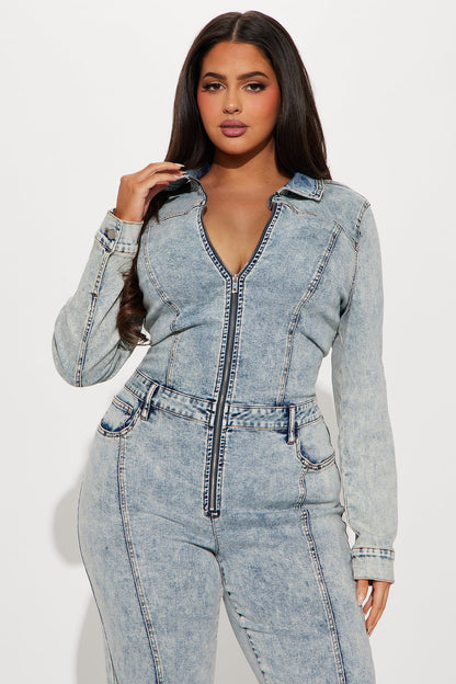 Concrete Jungle Denim Jumpsuit - Light Wash