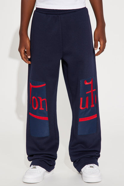Mini Von Dutch Split Flared Sweatpants - Navy